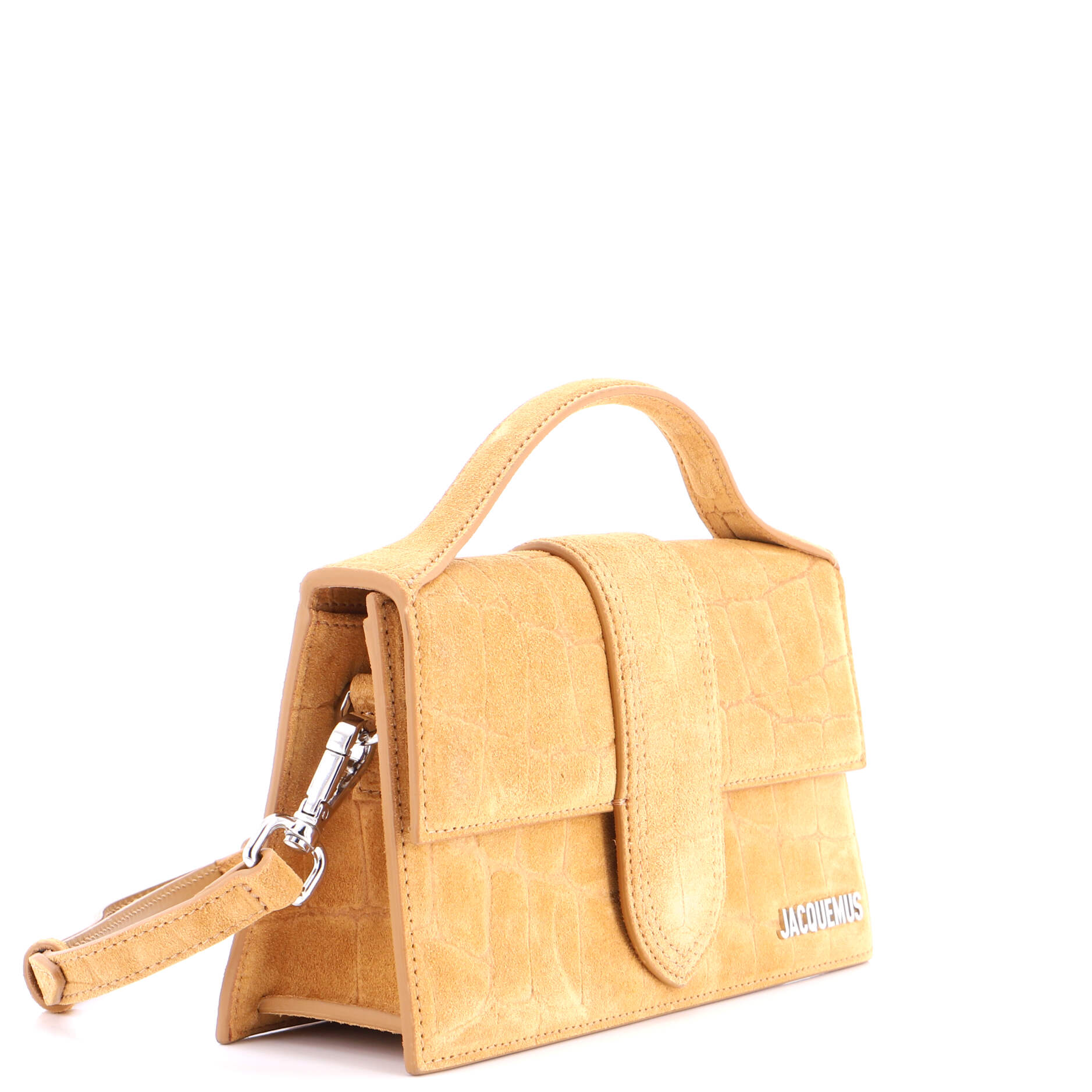 Le Grand Bambino Flap Bag Crocodile Embossed Suede