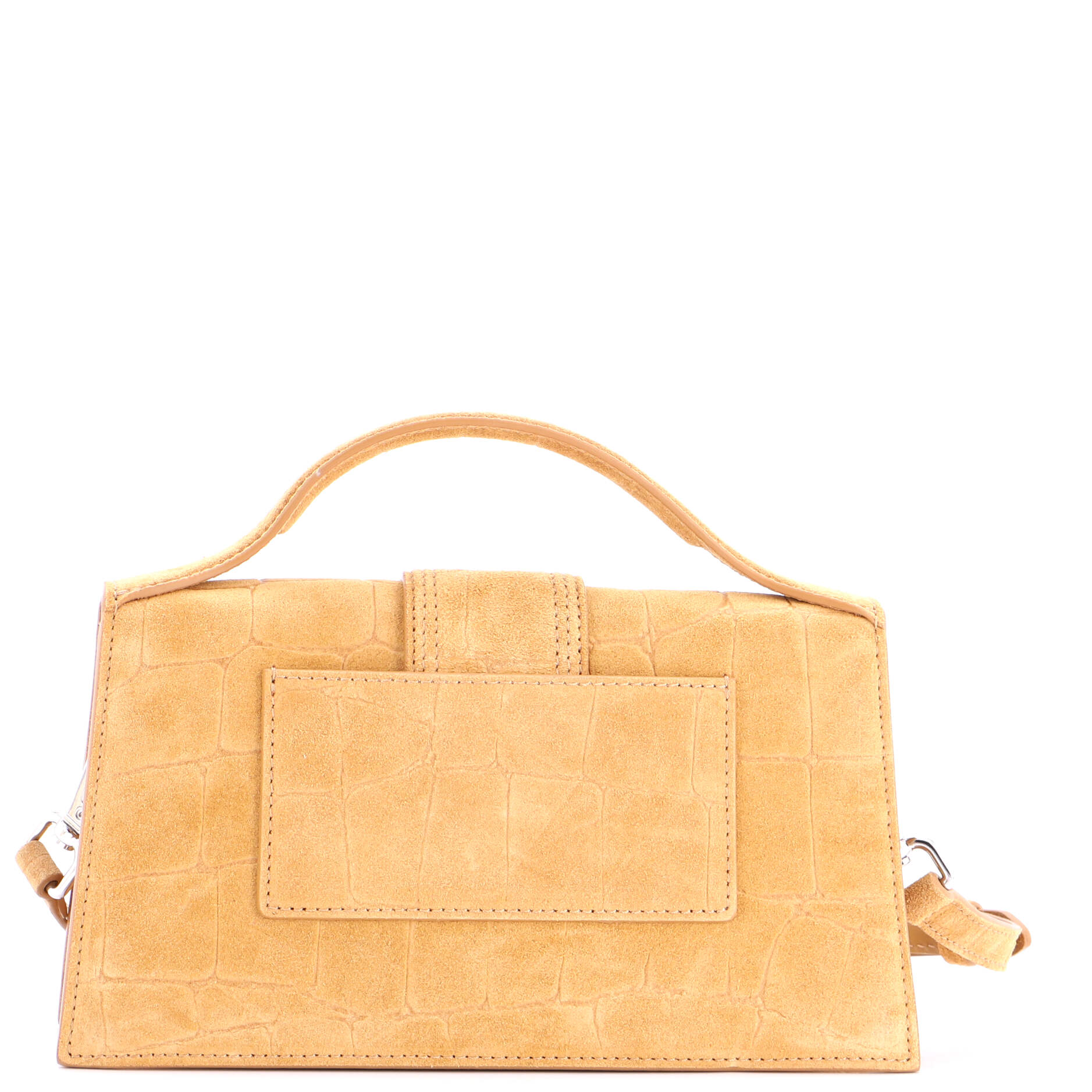 Le Grand Bambino Flap Bag Crocodile Embossed Suede