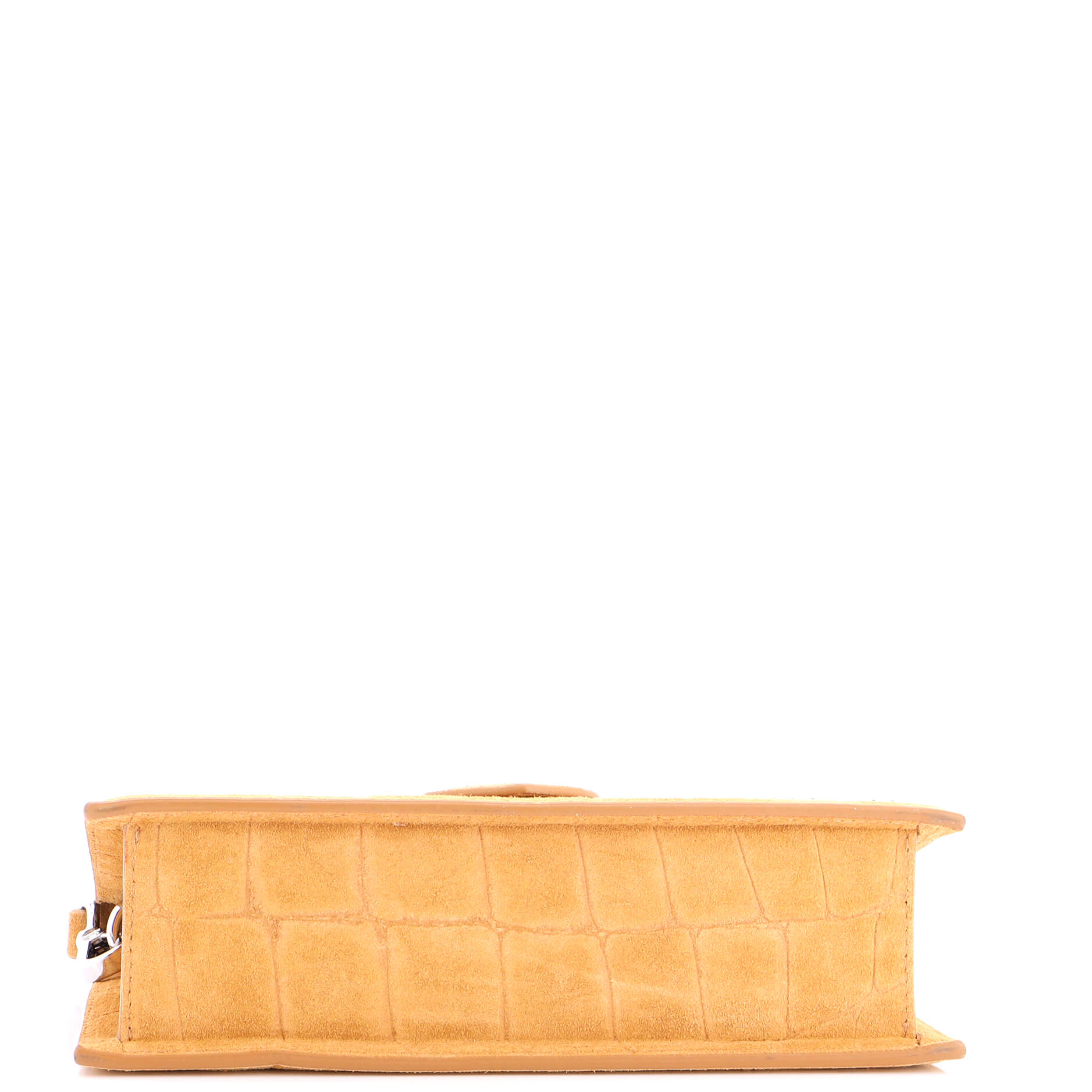 Le Grand Bambino Flap Bag Crocodile Embossed Suede