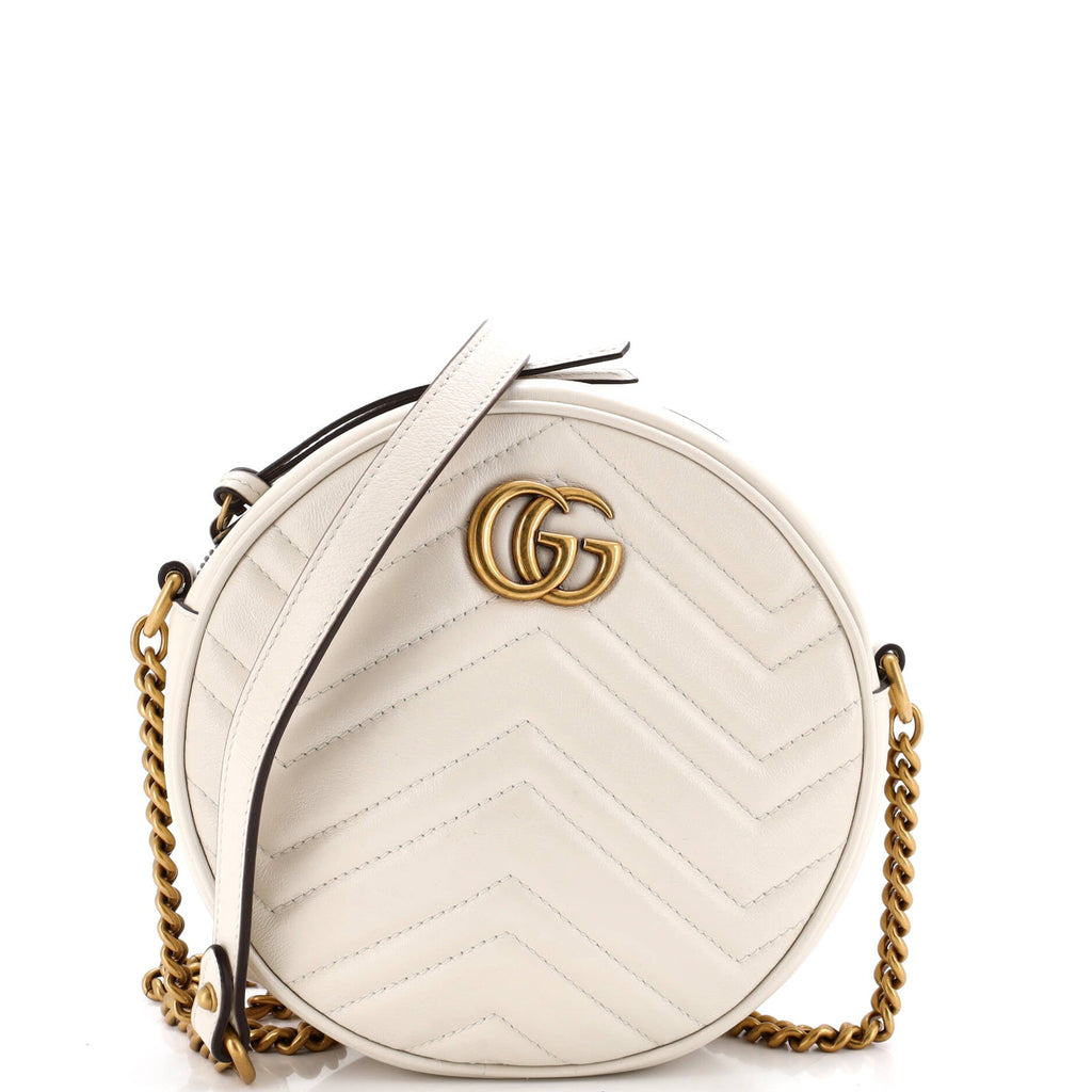 GG Marmont Round Shoulder Bag Matelasse Leather Mini