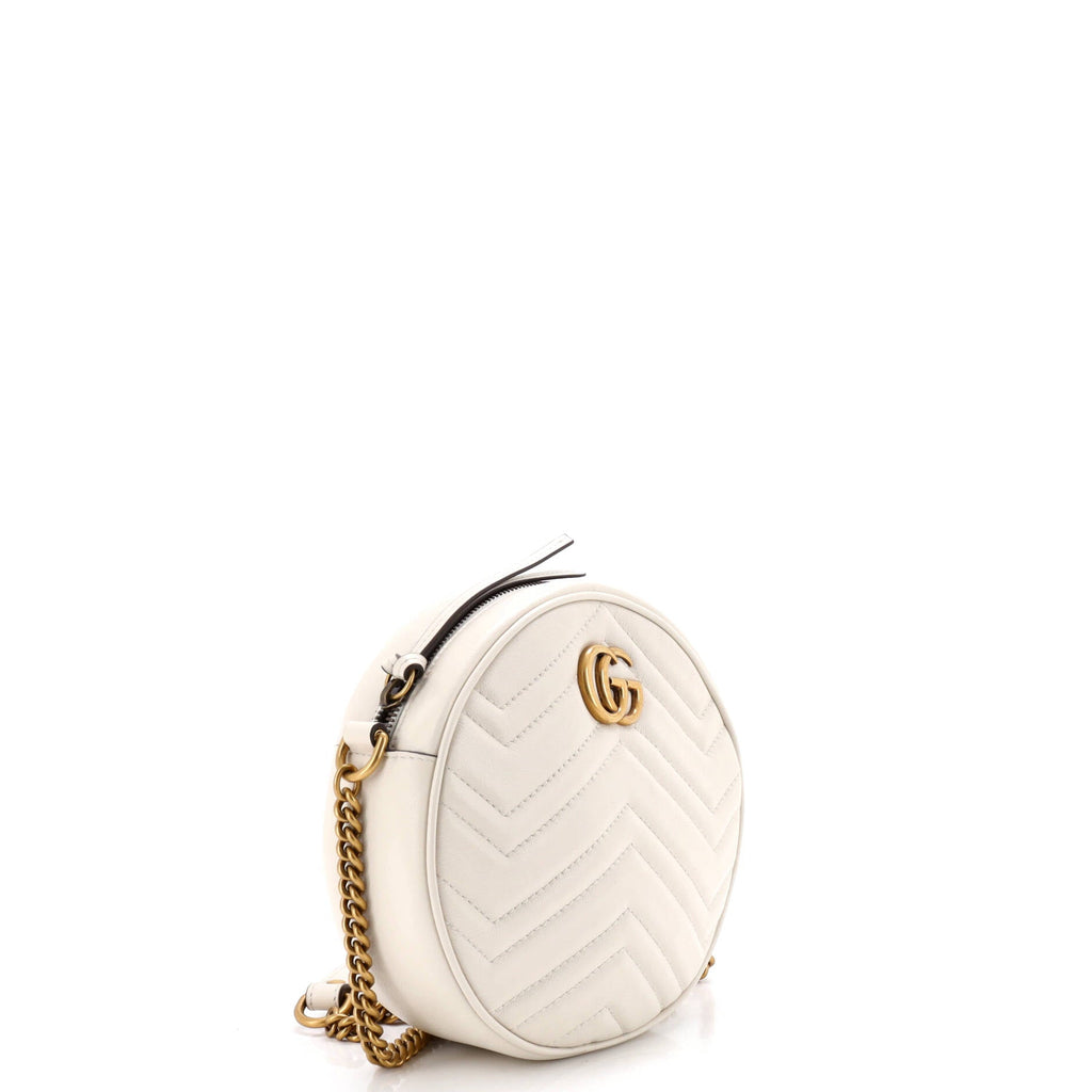 GG Marmont Round Shoulder Bag Matelasse Leather Mini