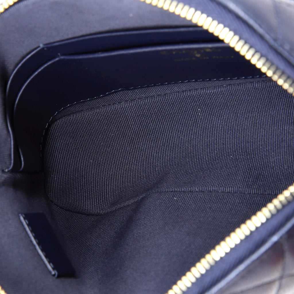 CC Dome Zip Clutch with Chain Quilted Caviar Small