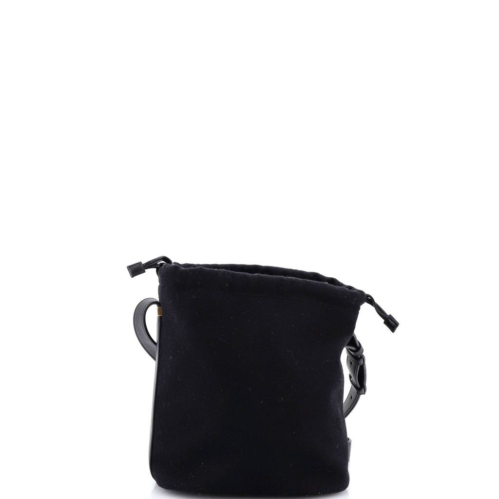 Rive Gauche Drawstring Bucket Bag Embroidered Wool