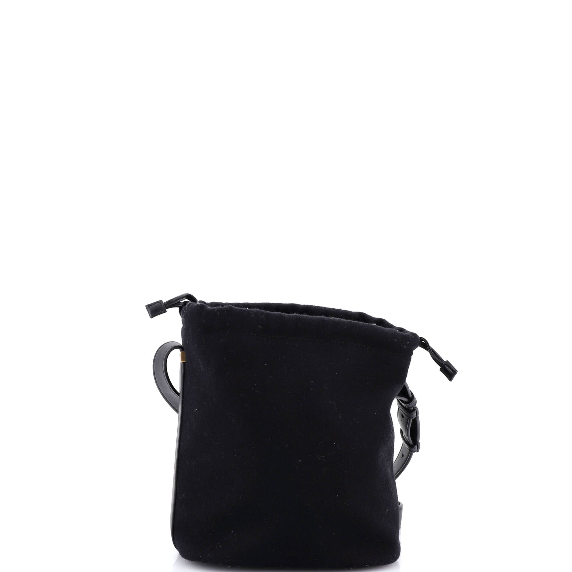 Rive Gauche Drawstring Bucket Bag Embroidered Wool