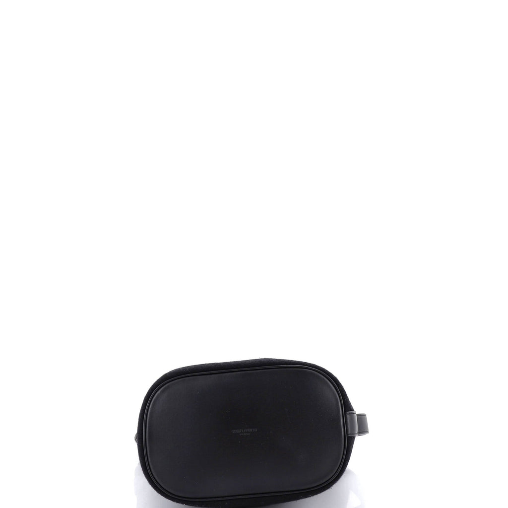 Rive Gauche Drawstring Bucket Bag Embroidered Wool