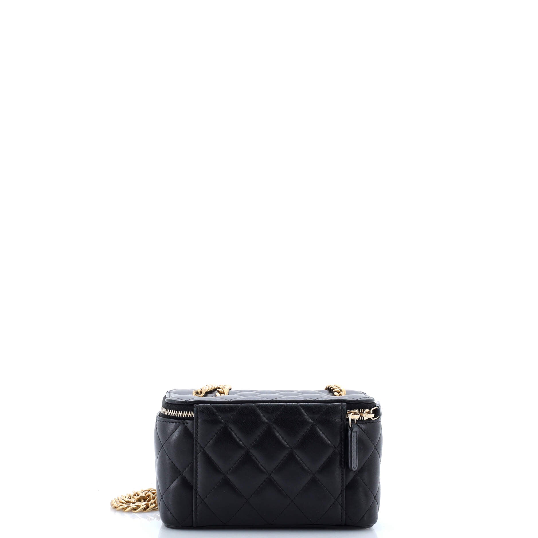 All Slide Long Vanity Case with Chain Quilted Lambskin Small