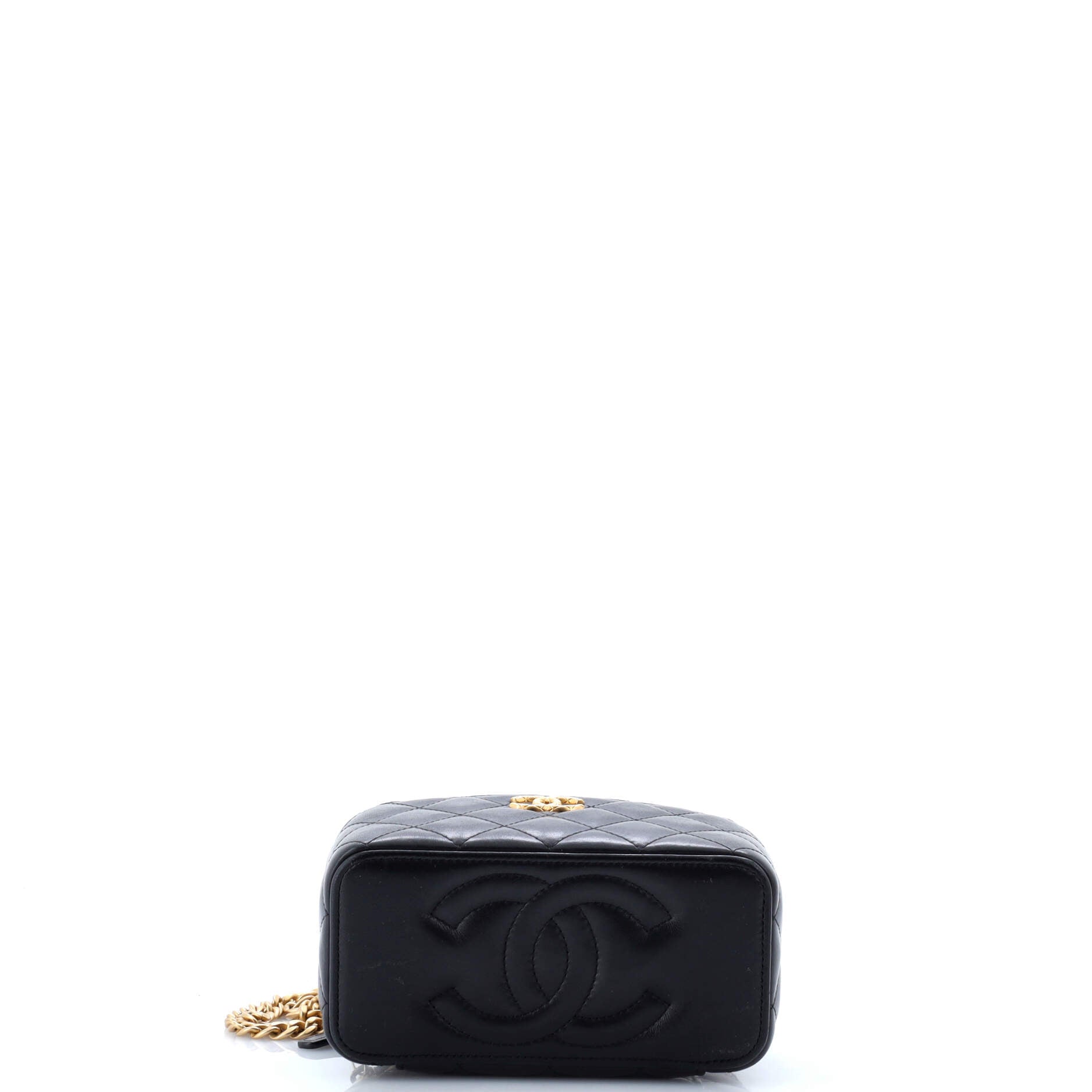 All Slide Long Vanity Case with Chain Quilted Lambskin Small