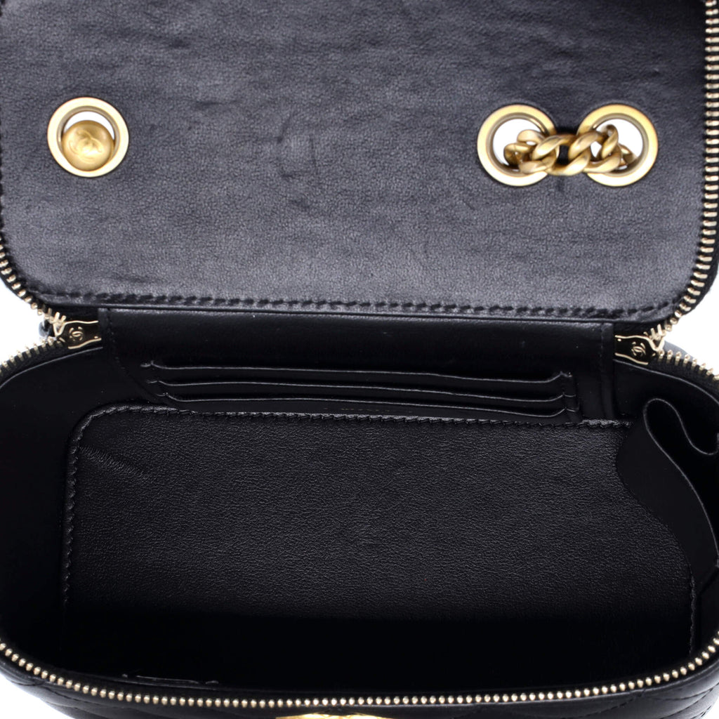 All Slide Long Vanity Case with Chain Quilted Lambskin Small