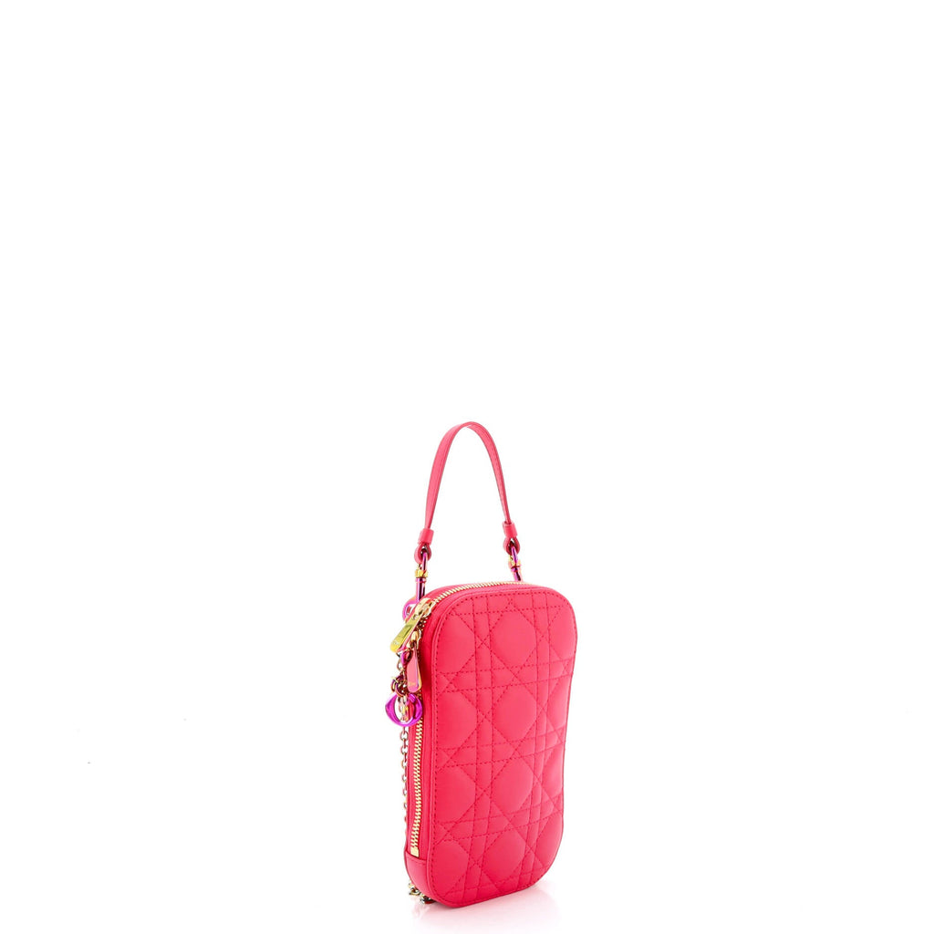 Lady Dior Phone Holder on Chain Cannage Quilt Lambskin