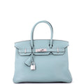 Birkin Handbag Ciel Swift with Palladium Hardware 30