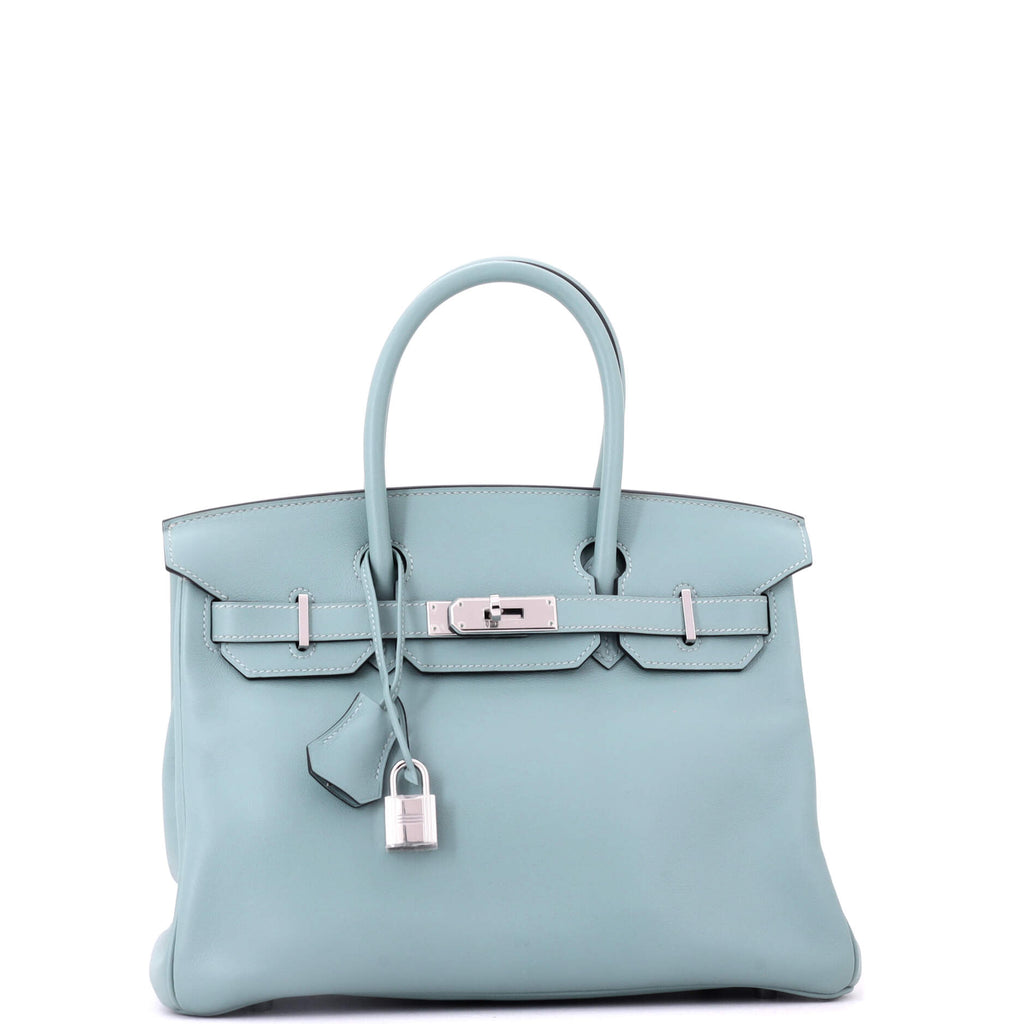 Birkin Handbag Ciel Swift with Palladium Hardware 30