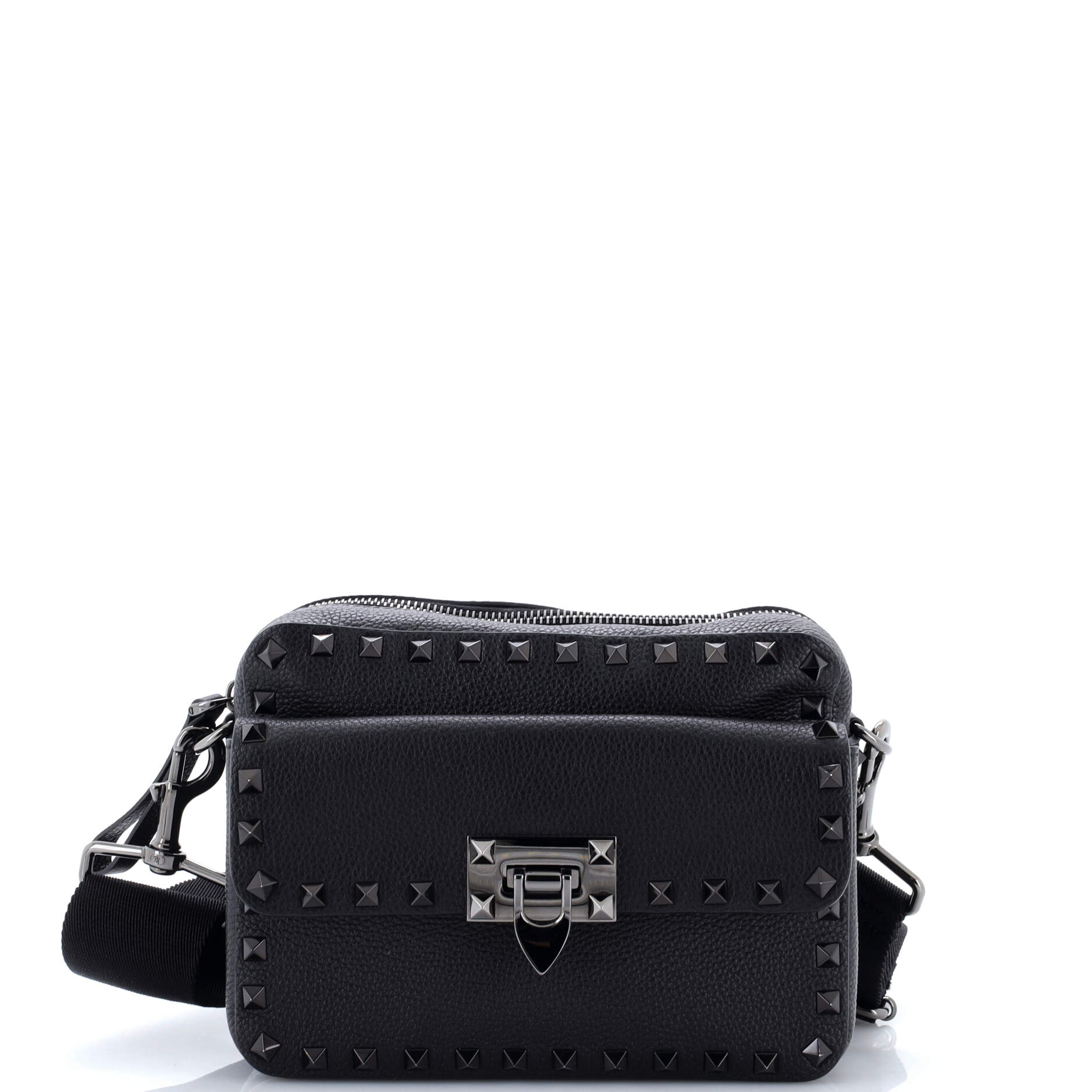 Rockstud Flip Lock Pocket Camera Crossbody Bag Leather Small