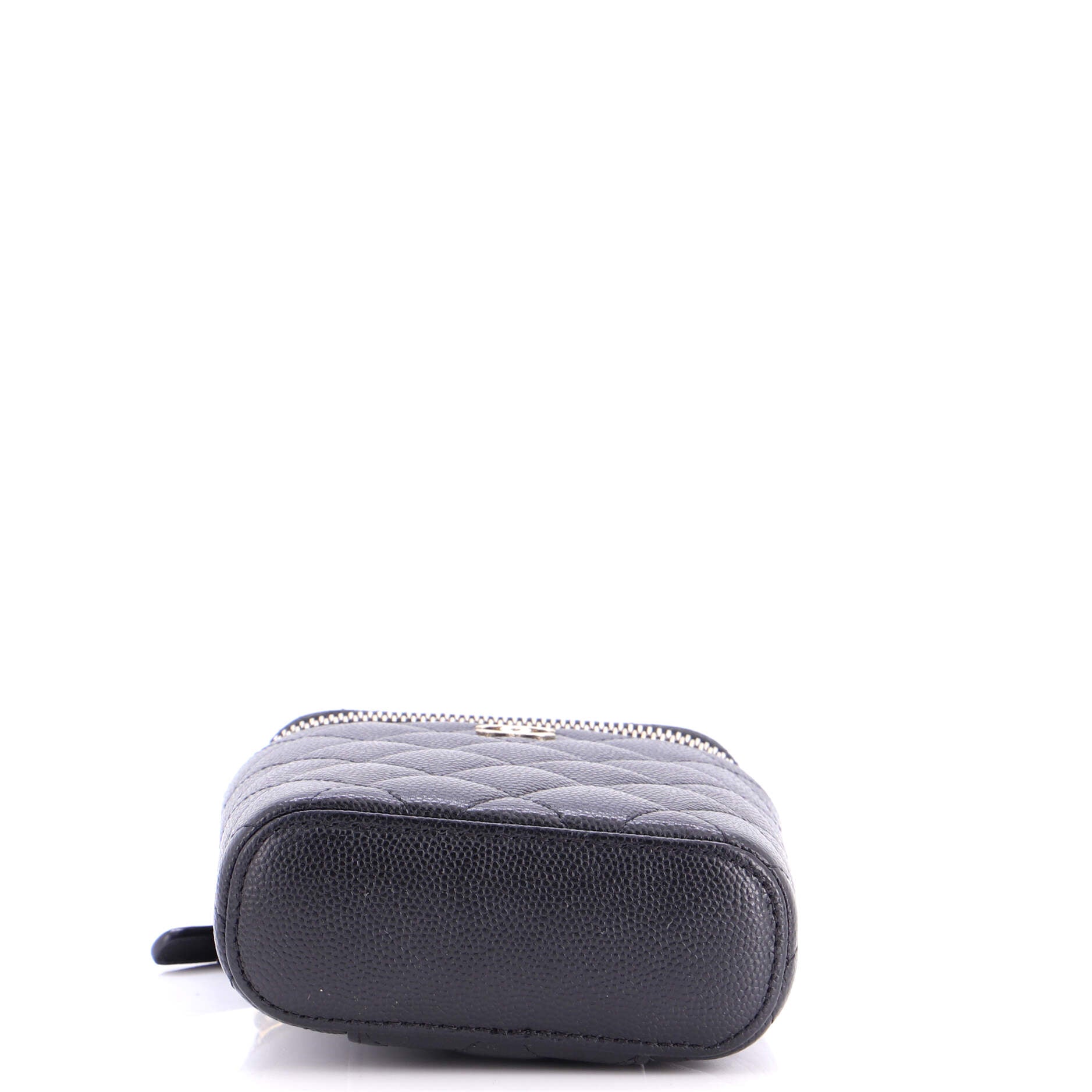Vertical Classic Vanity Case with Chain Quilted Caviar Small