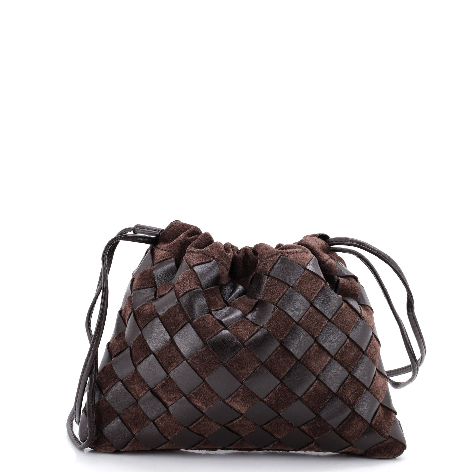 Drawstring Dustbag Crossbody Bag Intrecciato Leather and Suede Small