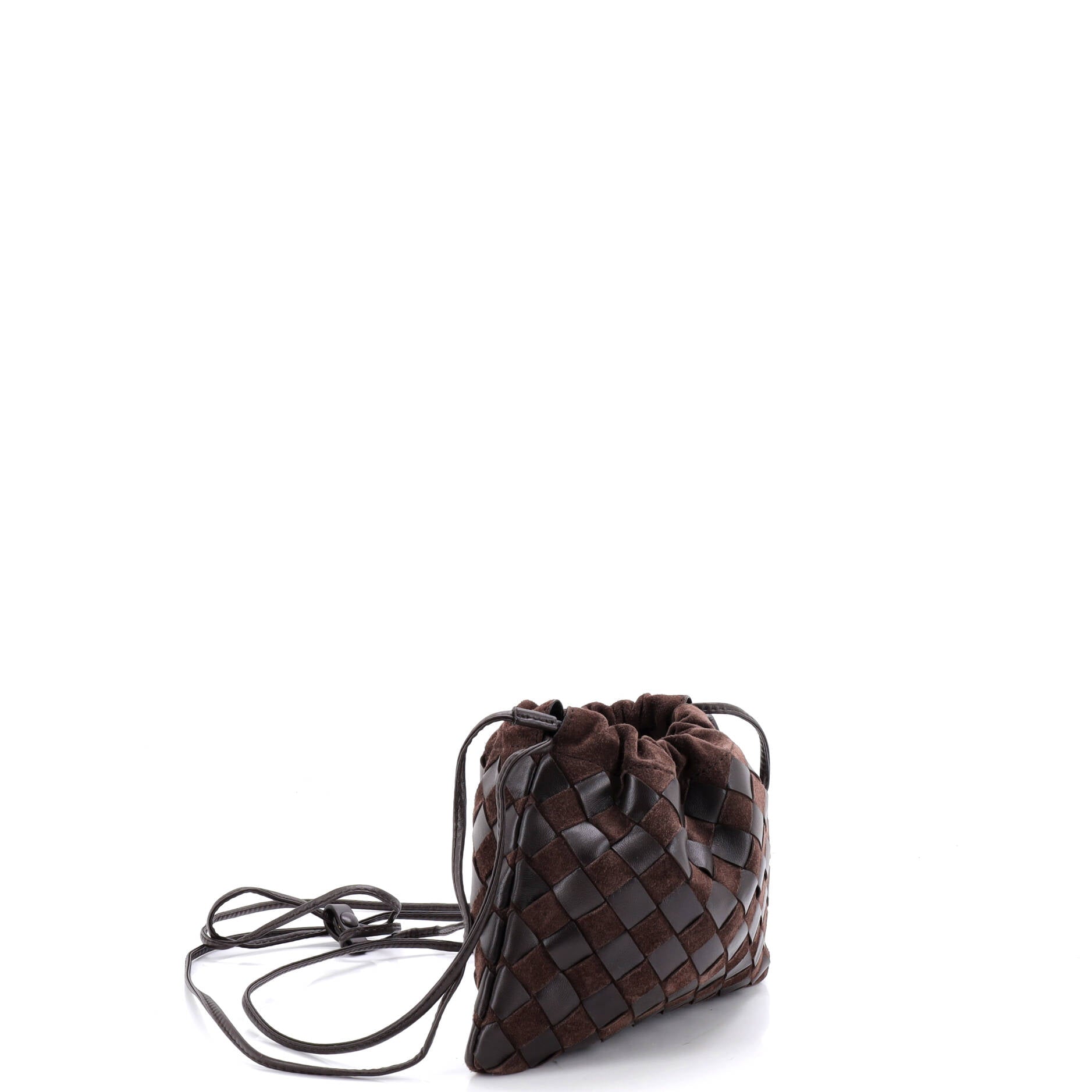 Drawstring Dustbag Crossbody Bag Intrecciato Leather and Suede Small