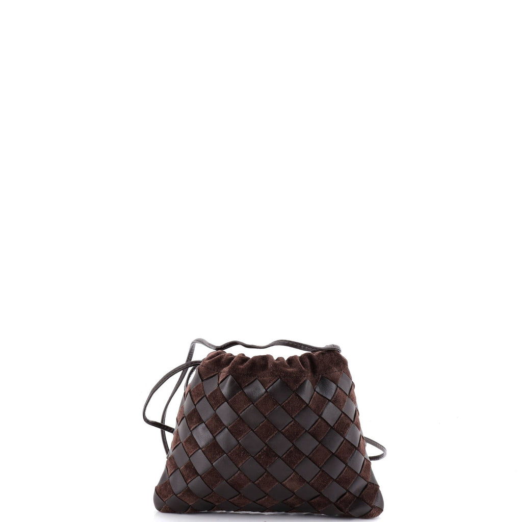 Drawstring Dustbag Crossbody Bag Intrecciato Leather and Suede Small