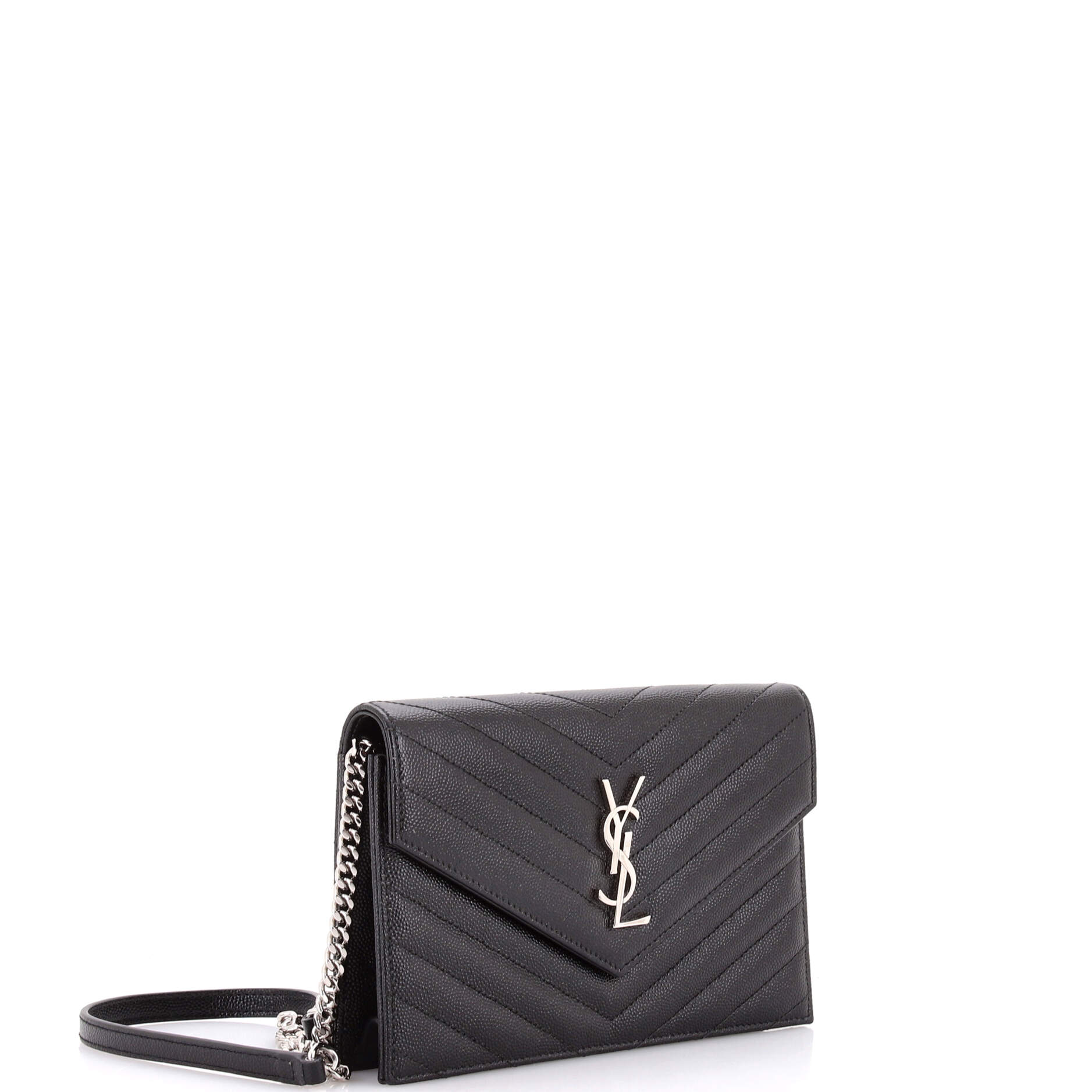 Classic Monogram Wallet on Chain Matelasse Chevron Leather Small