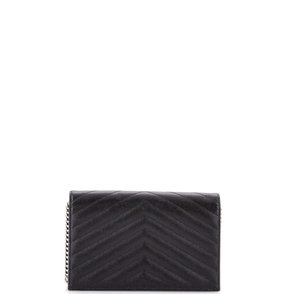 Classic Monogram Wallet on Chain Matelasse Chevron Leather Small