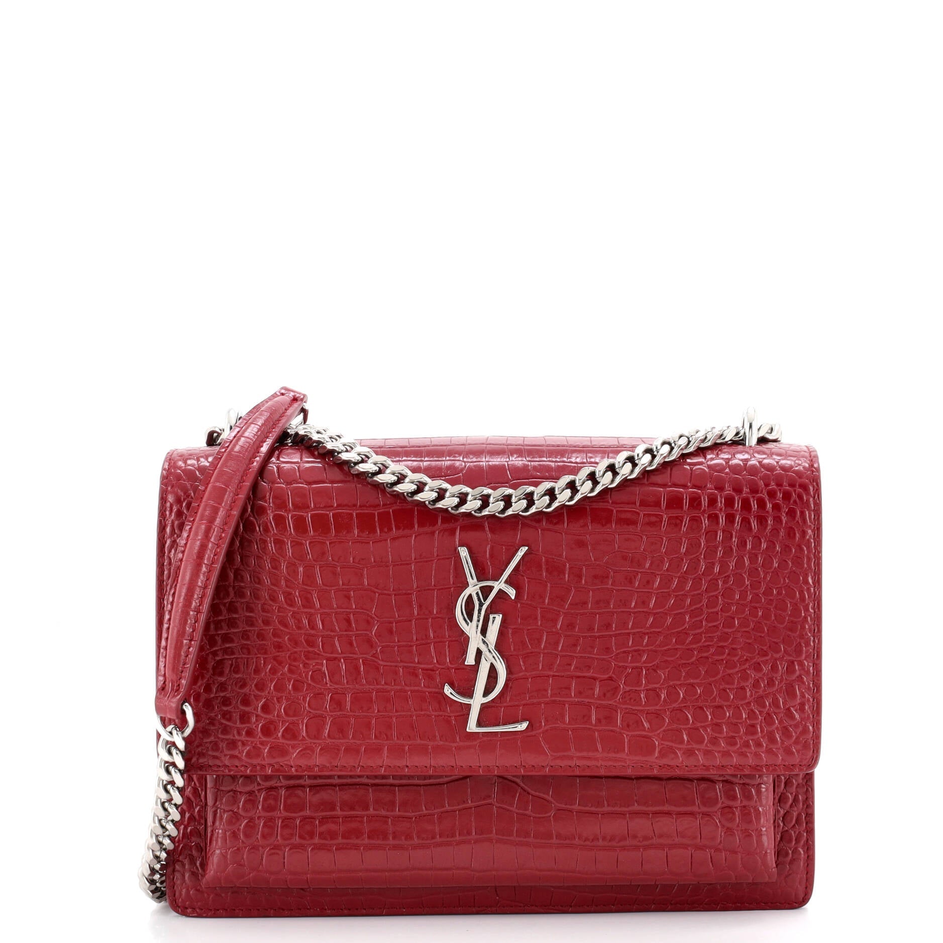 Sunset Crossbody Bag Crocodile Embossed Leather Medium