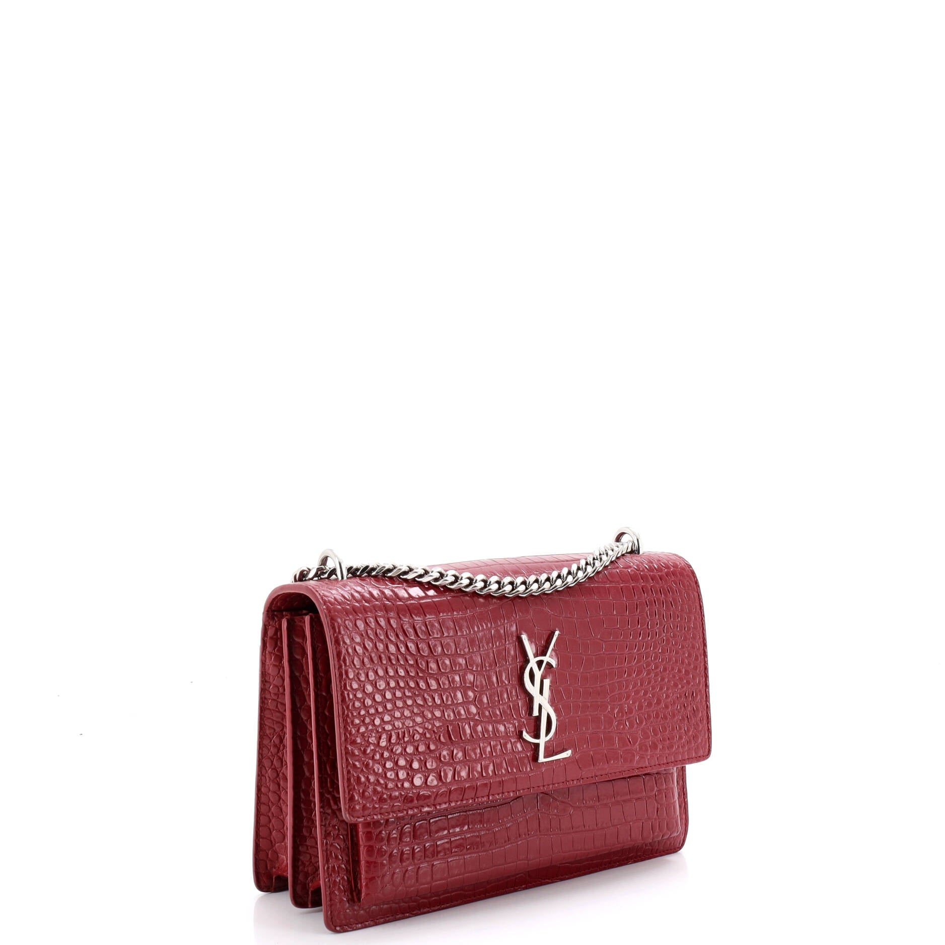 Sunset Crossbody Bag Crocodile Embossed Leather Medium