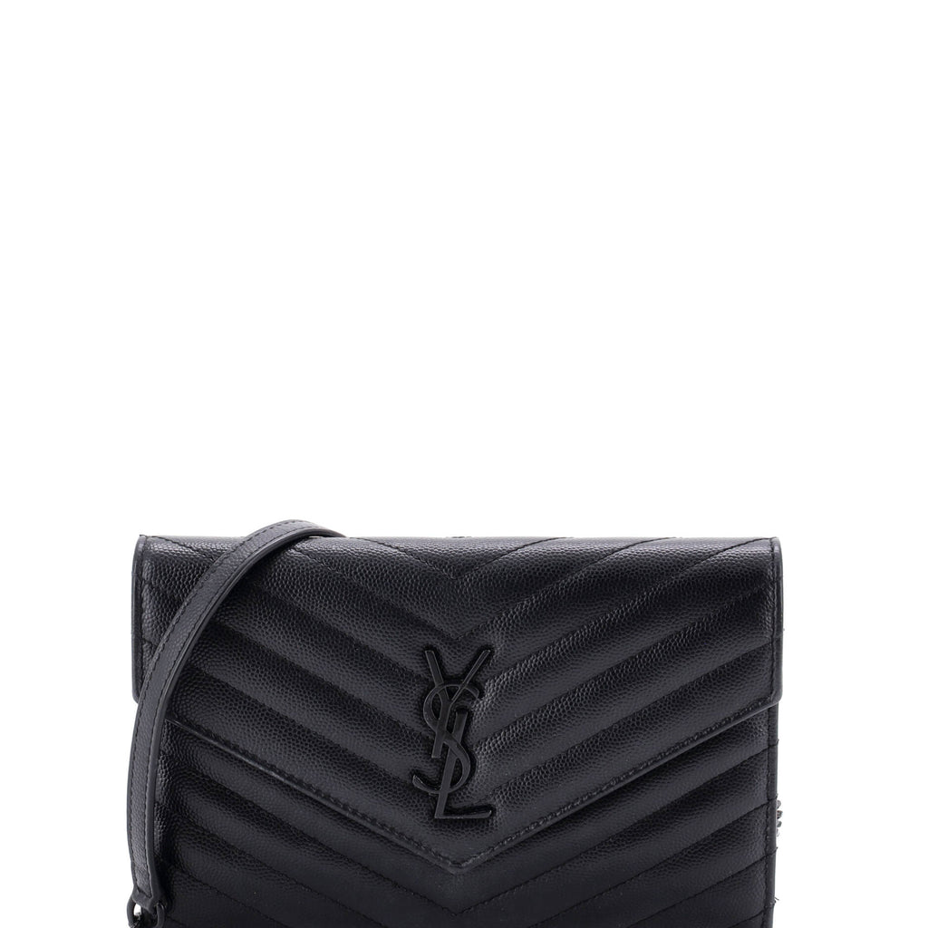 Classic Monogram Wallet on Chain Matelasse Chevron Leather Small