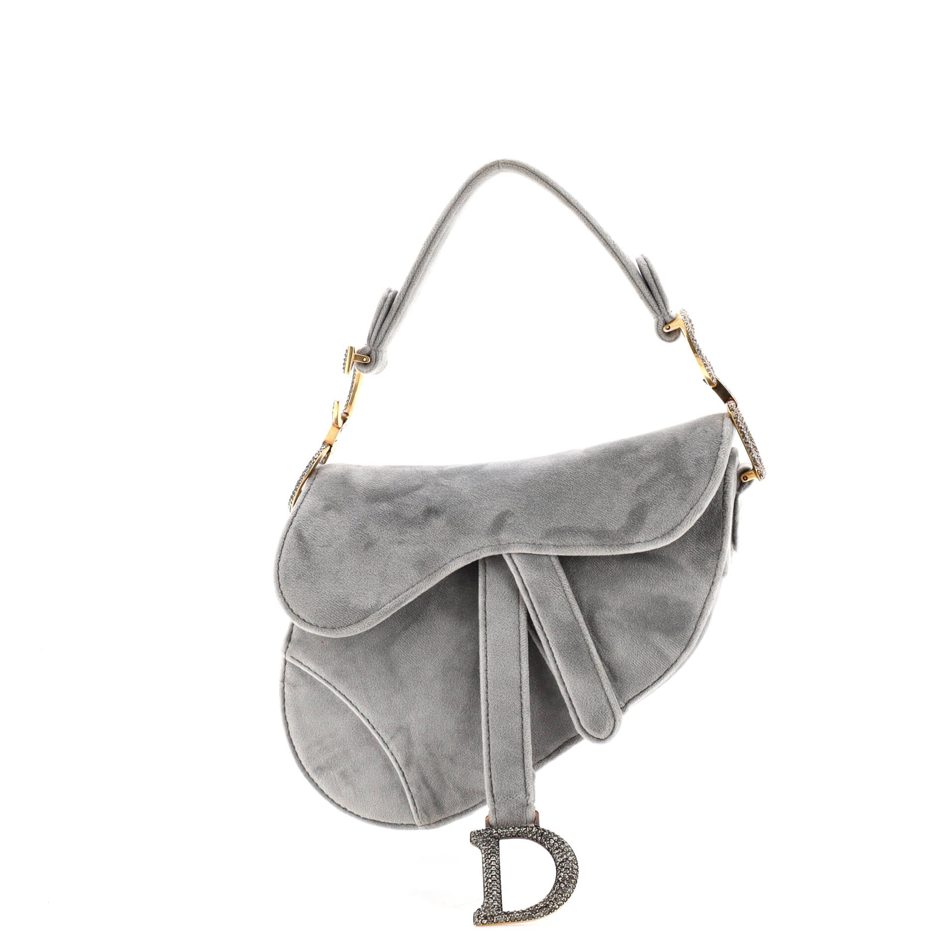 Saddle Handbag Velvet with Crystals Mini