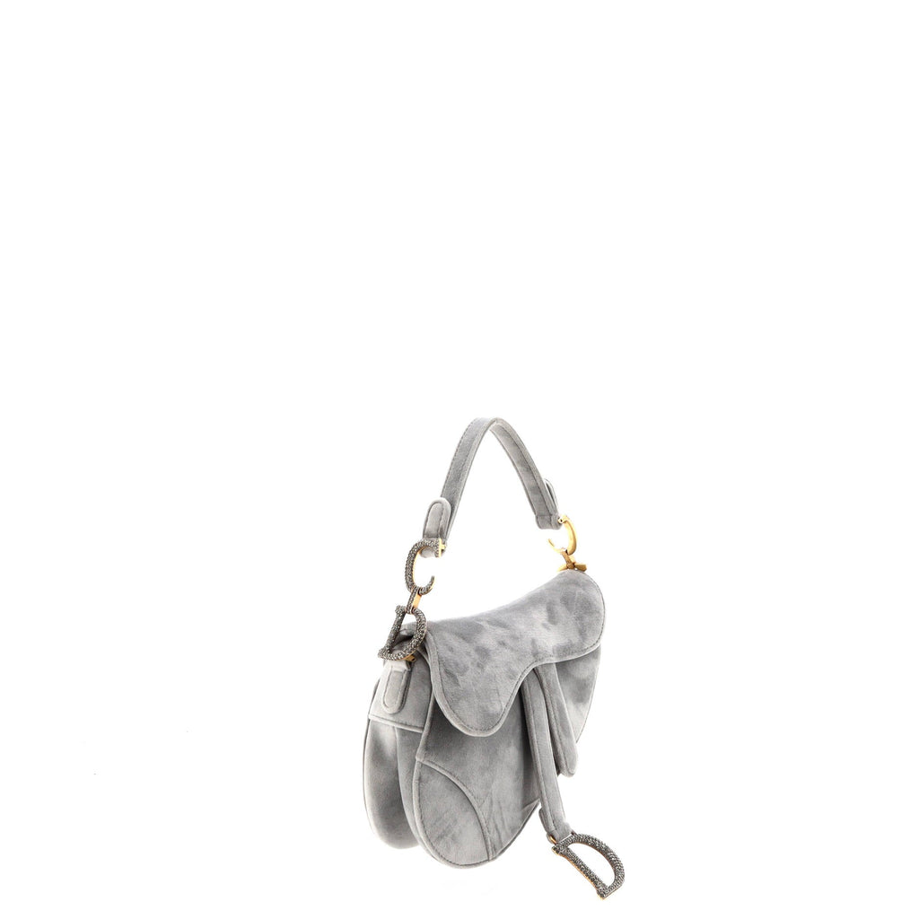 Saddle Handbag Velvet with Crystals Mini