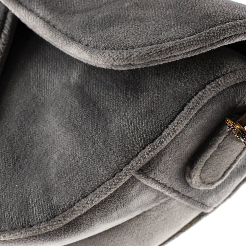 Saddle Handbag Velvet with Crystals Mini