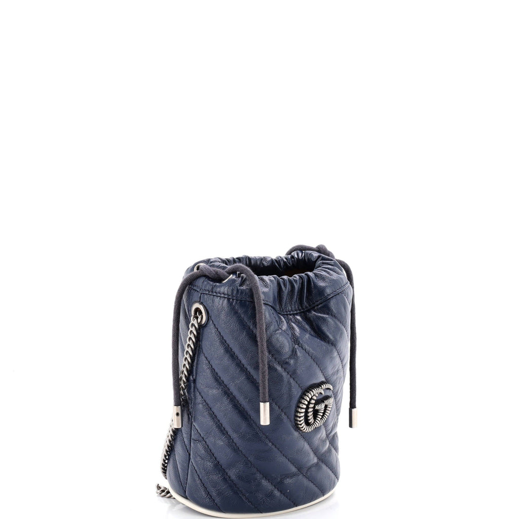 GG Marmont Bucket Bag Diagonal Quilted Leather Mini