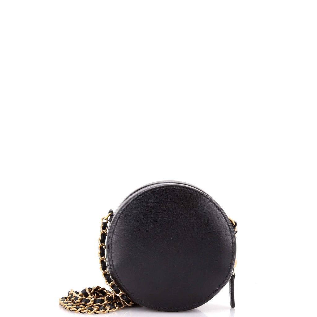 Lucky Charms Round Clutch With Chain Embellished Lambskin