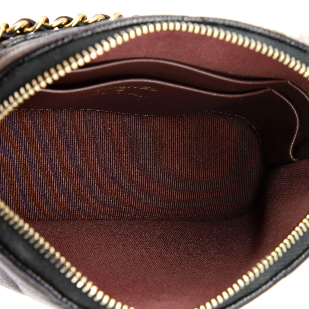 CC Dome Zip Clutch with Chain Quilted Caviar Mini