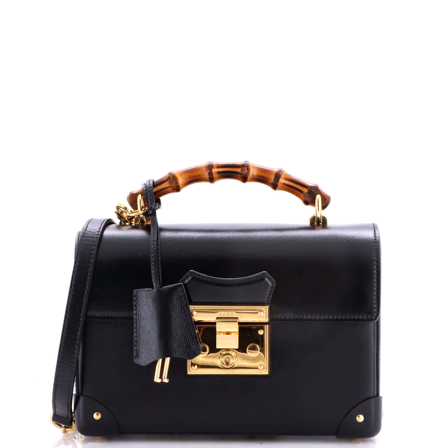 Padlock Bamboo Shoulder Bag Leather Small