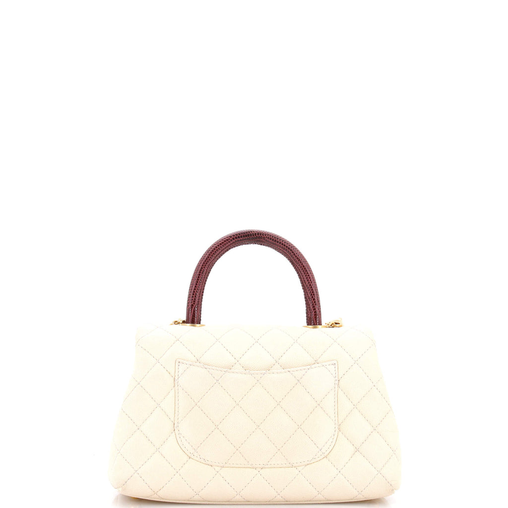 Coco Top Handle Bag Quilted Caviar with Lizard Mini