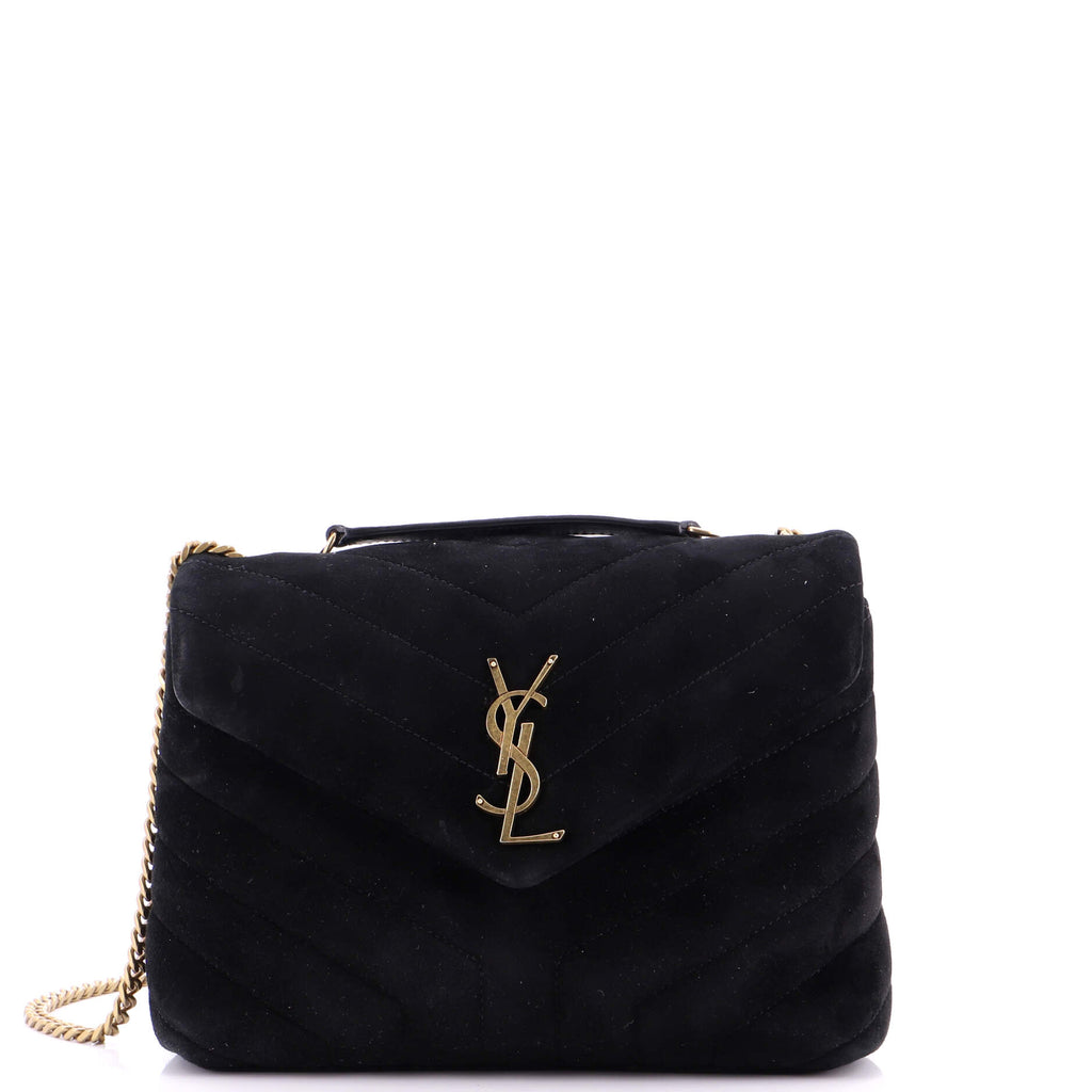 Loulou Shoulder Bag Matelasse Chevron Suede Small