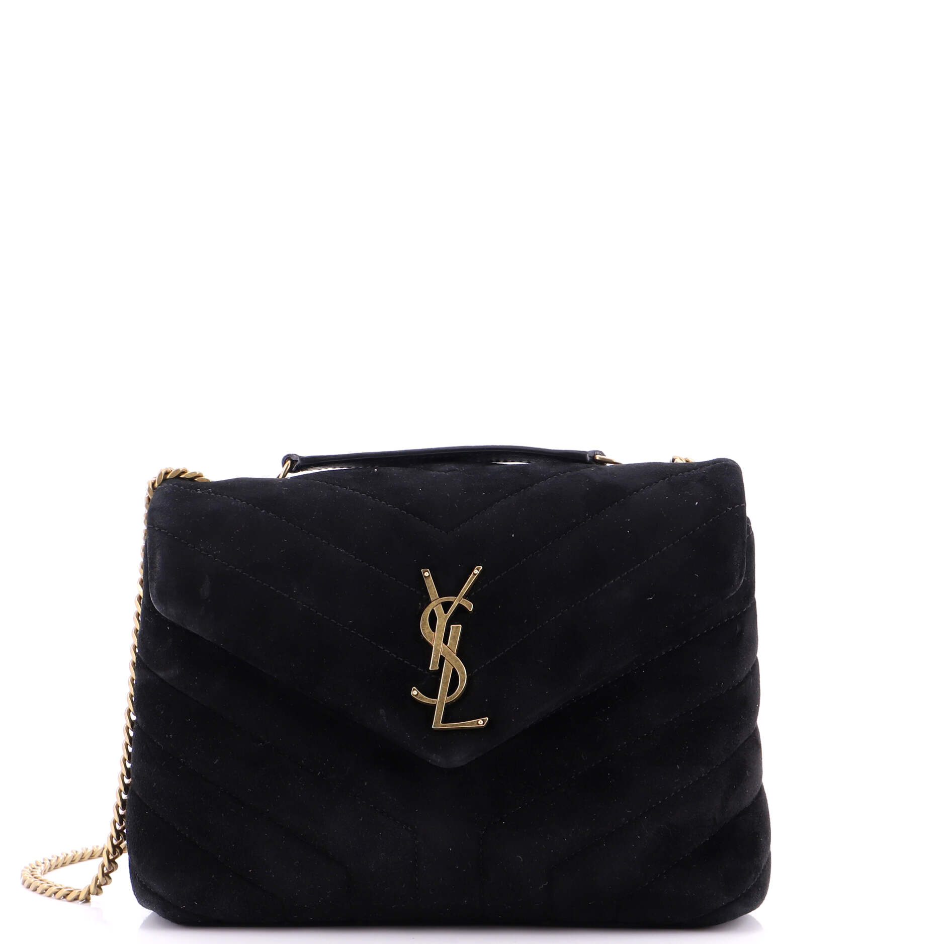 Loulou Shoulder Bag Matelasse Chevron Suede Small