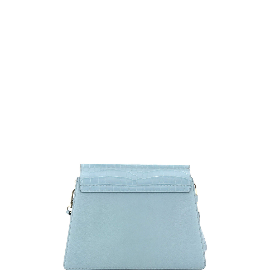 Faye Shoulder Bag Crocodile Embossed Leather with Leather Medium