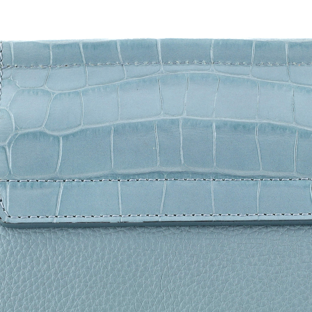Faye Shoulder Bag Crocodile Embossed Leather with Leather Medium
