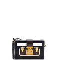 Petite Malle Handbag Leather and Monogram Canvas with Trompe L'oeil Braid