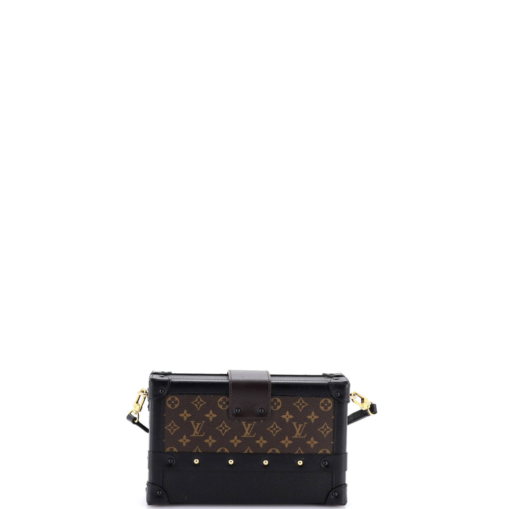 Petite Malle Handbag Leather and Monogram Canvas with Trompe L'oeil Braid