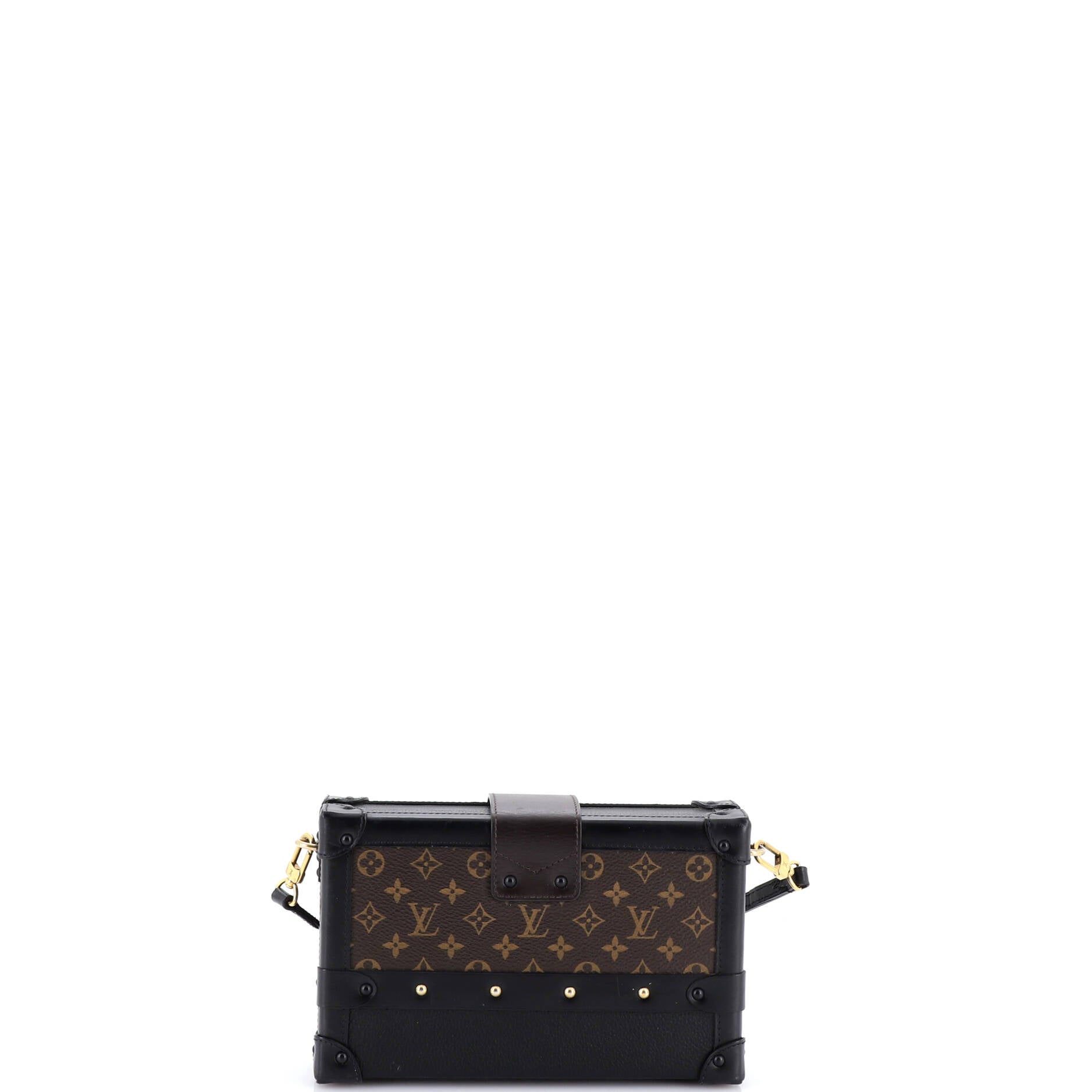 Petite Malle Handbag Leather and Monogram Canvas with Trompe L'oeil Braid