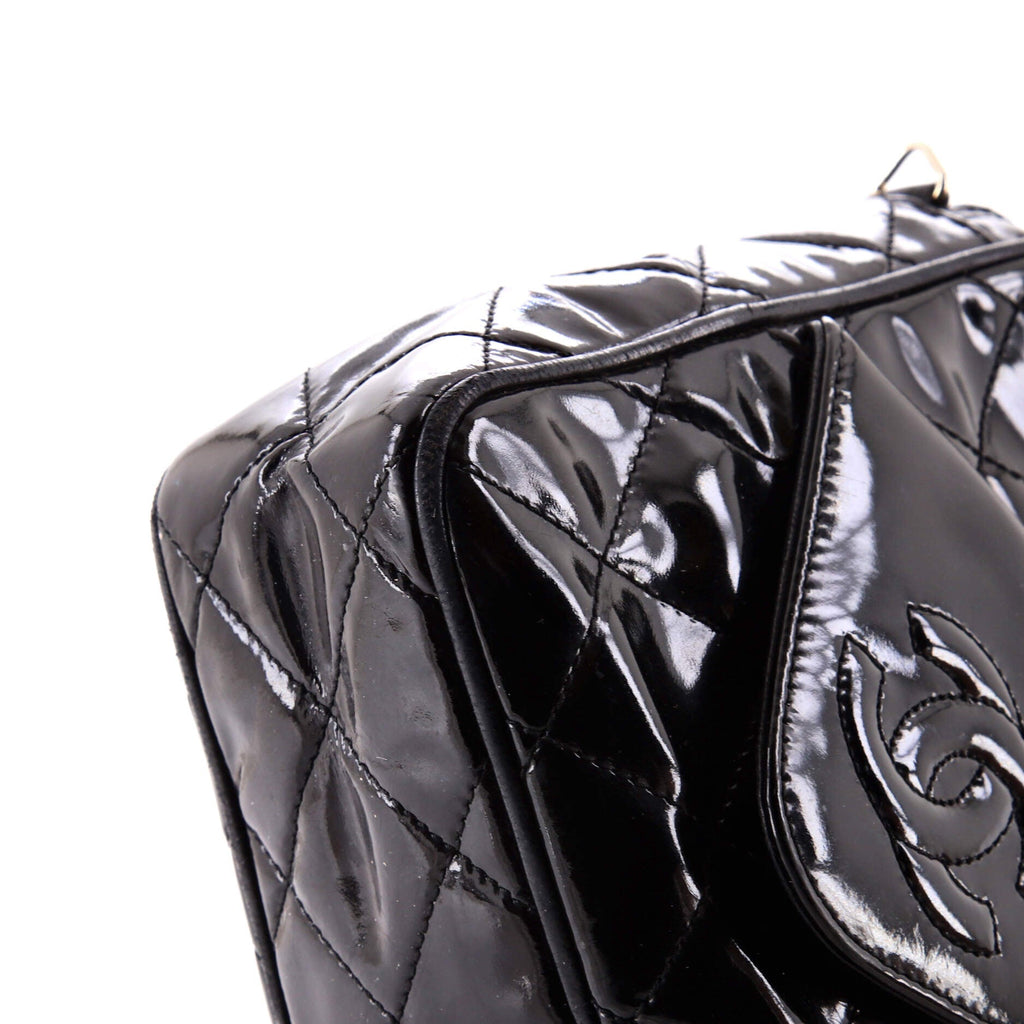 Vintage Camera Tassel Bag Quilted Patent Large