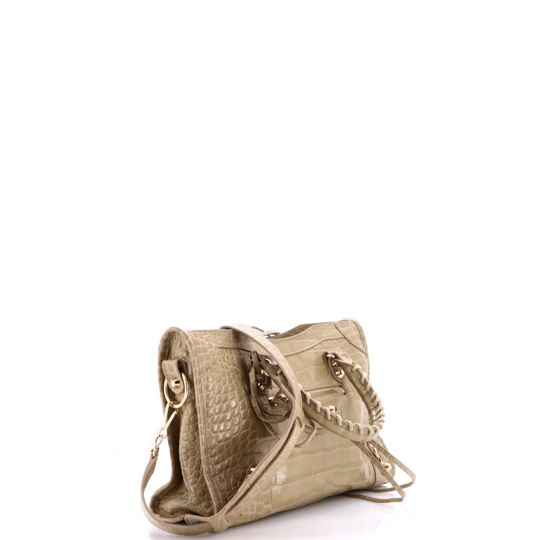 City Classic Studs Bag Crocodile Embossed Leather Small