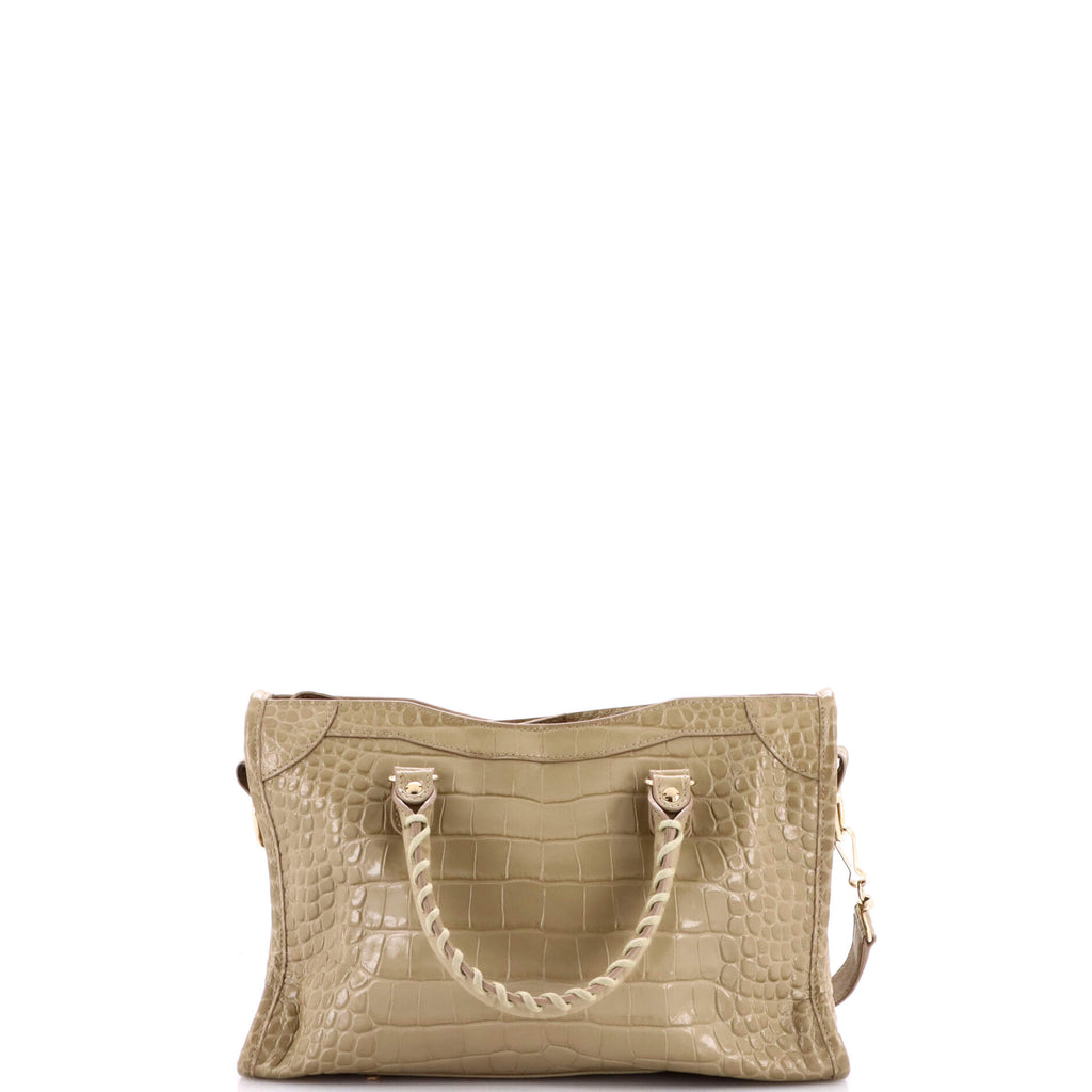 City Classic Studs Bag Crocodile Embossed Leather Small