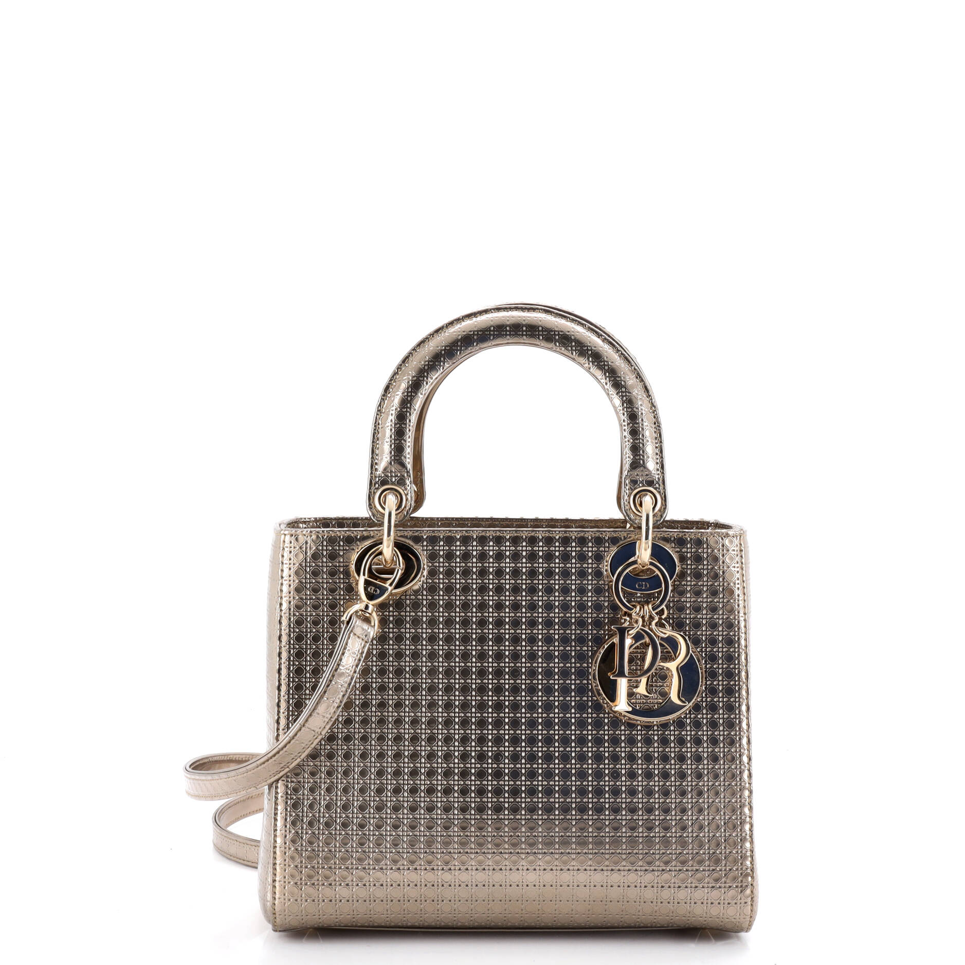 Lady Dior Bag Micro Cannage Metallic Calfskin Medium