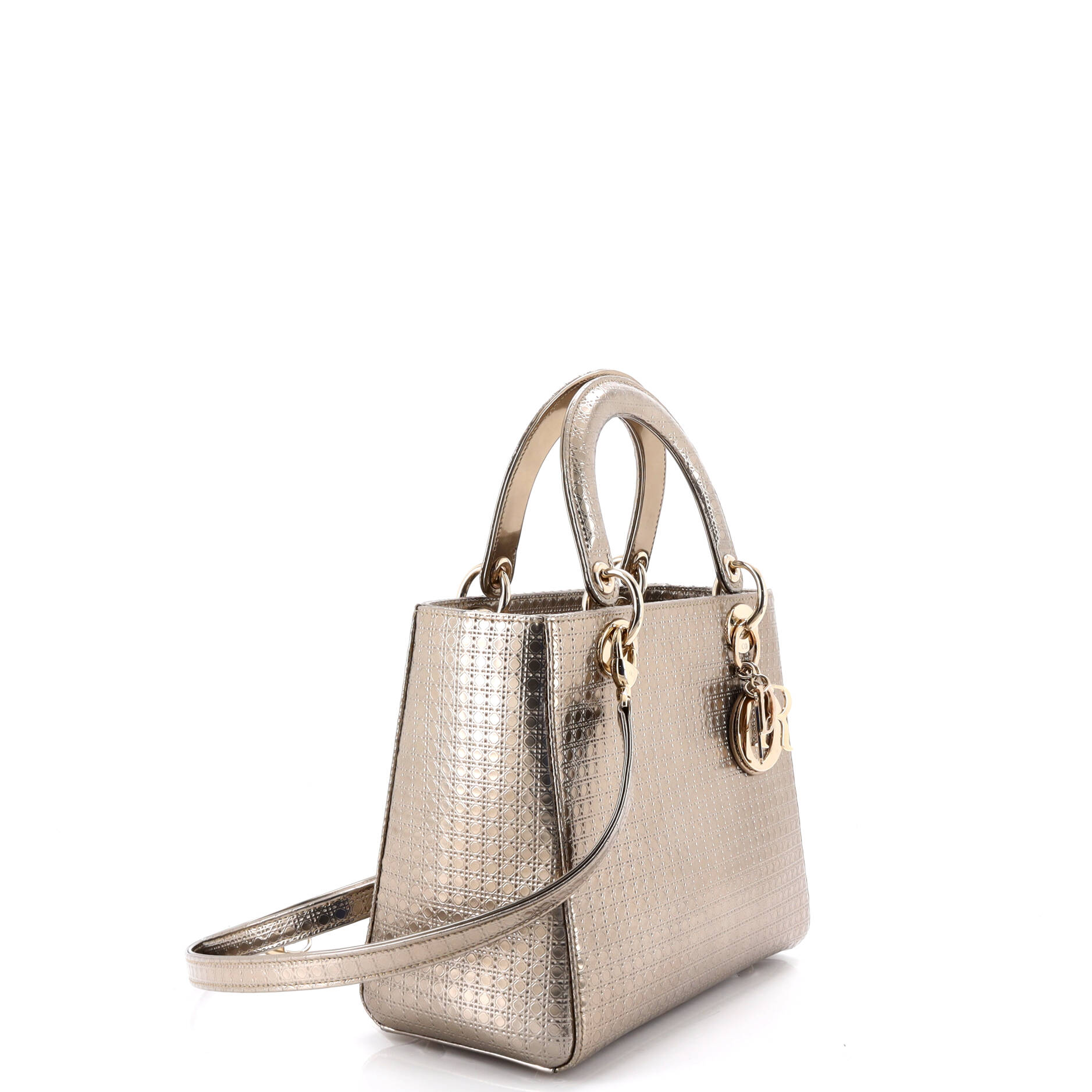 Lady Dior Bag Micro Cannage Metallic Calfskin Medium