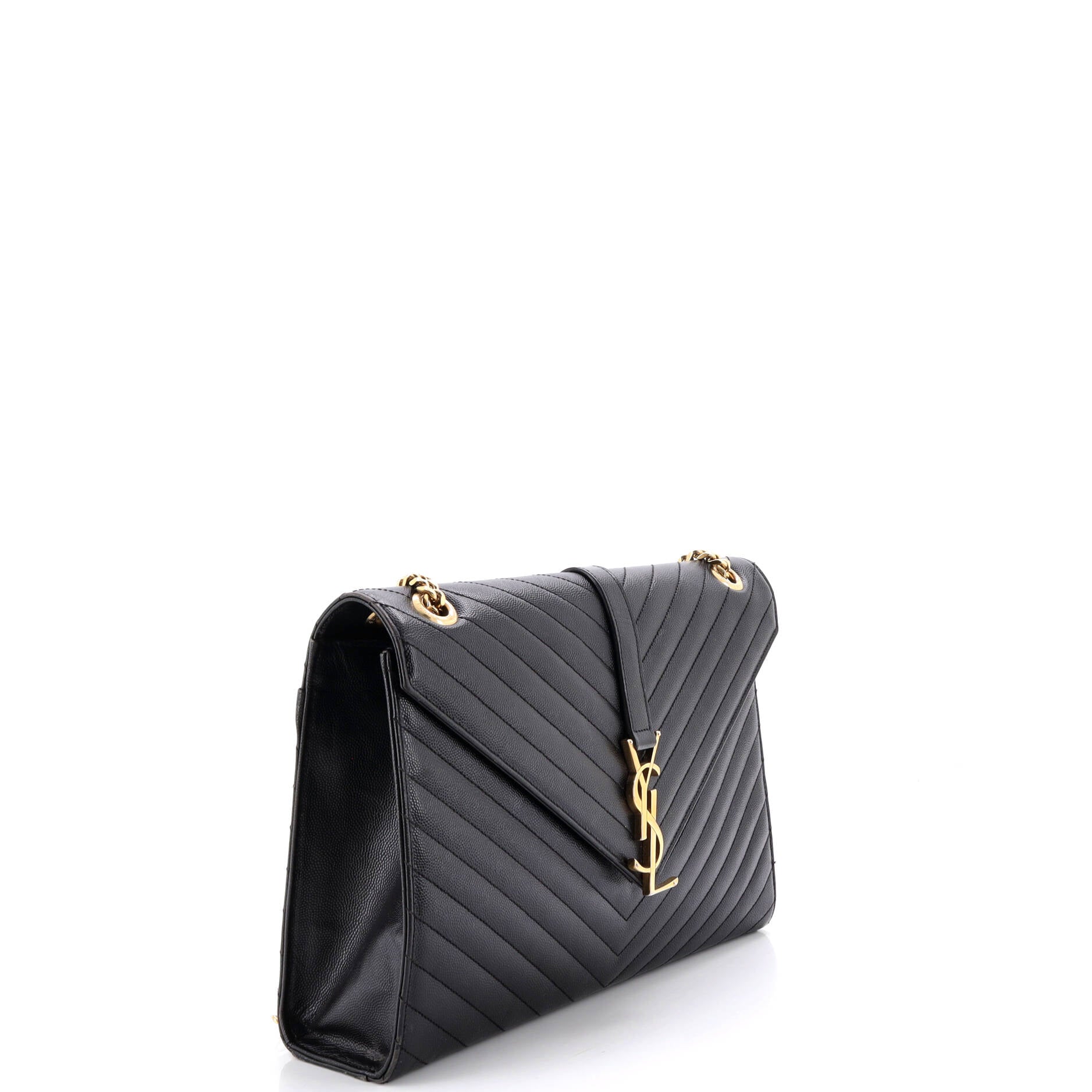 Classic Monogram Envelope Satchel Matelasse Chevron Leather Large