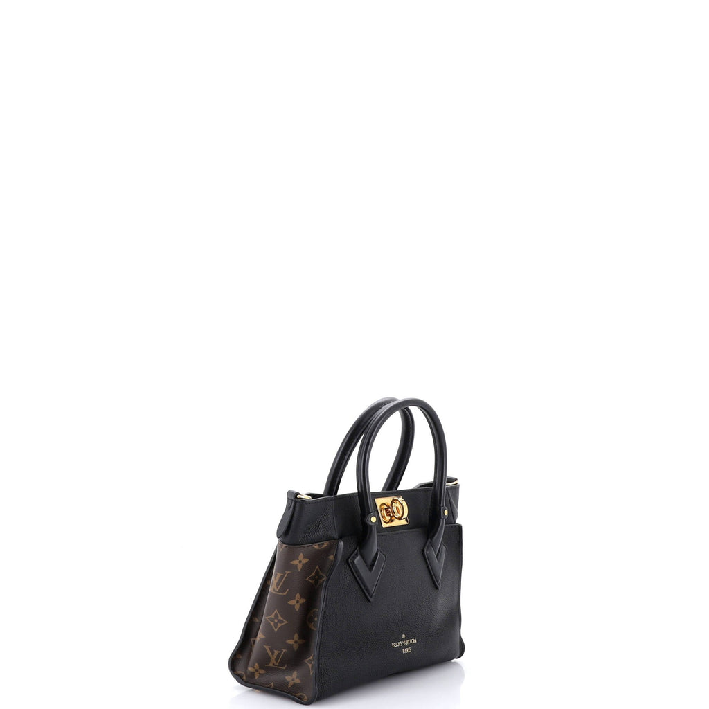 On My Side Tote Leather with Monogram Canvas PM