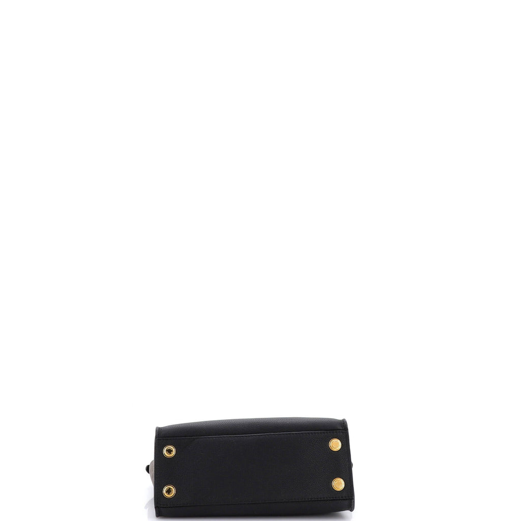 On My Side Tote Leather with Monogram Canvas PM