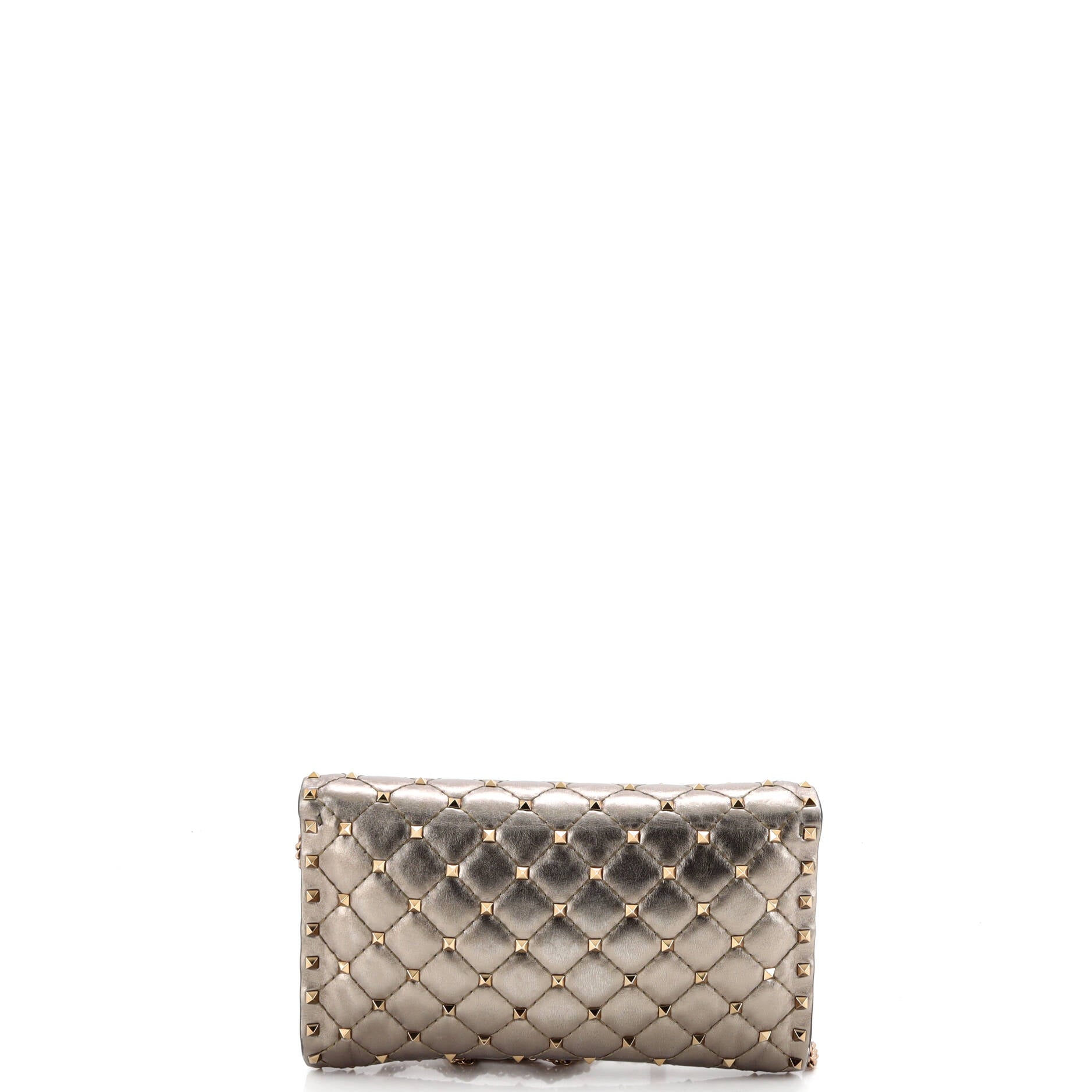 Rockstud Spike Wallet on Chain Quilted Leather Small