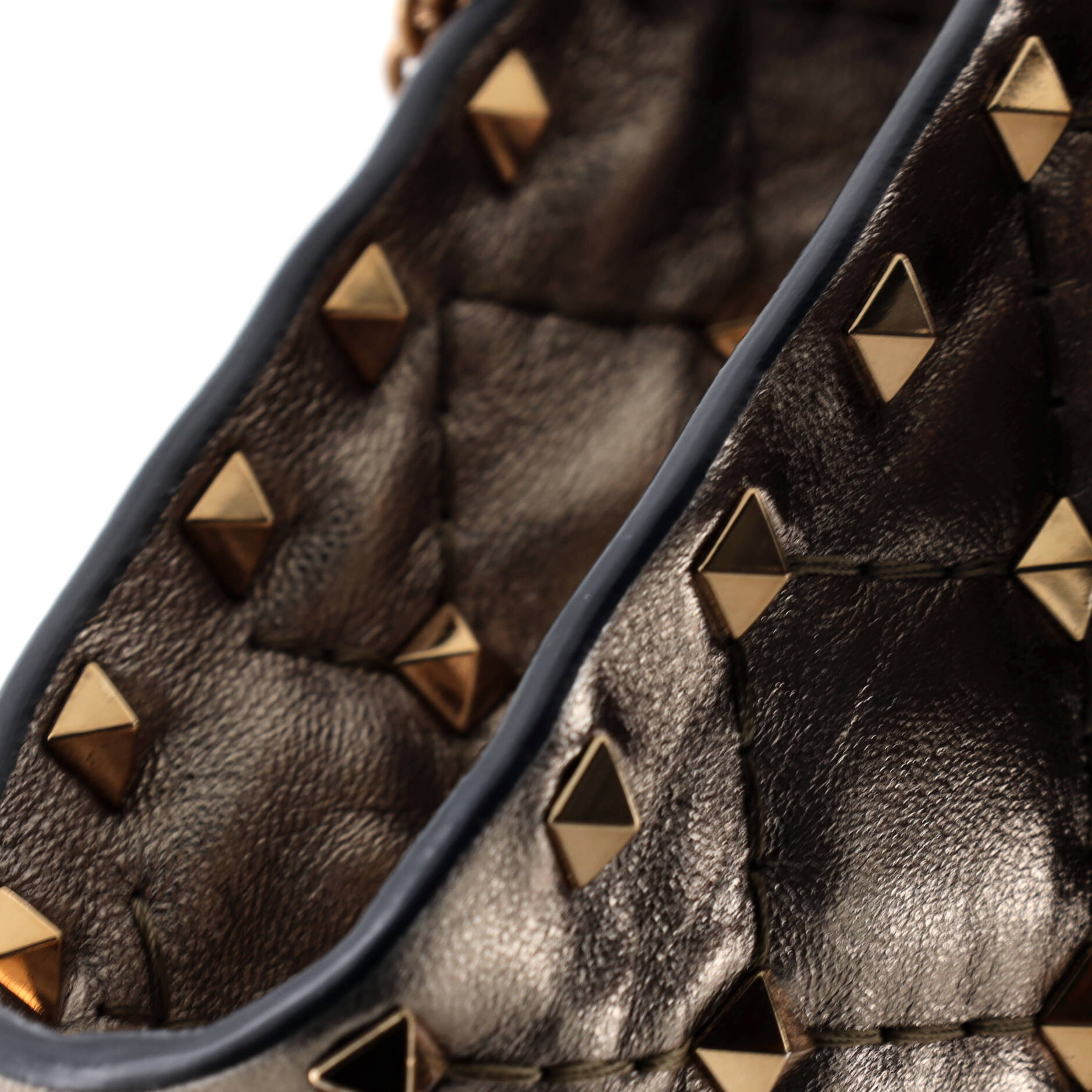 Rockstud Spike Wallet on Chain Quilted Leather Small